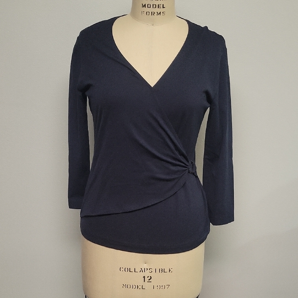 Escada Navy Wrap Blouse